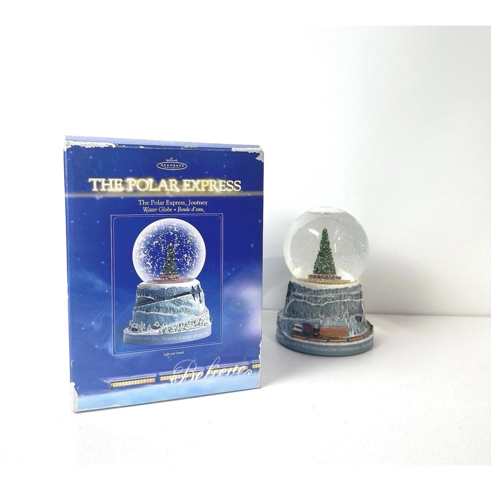 Hallmark Keepsake‎ Polar Express Christmas Water Globe Lights Sound 2004 Vintage